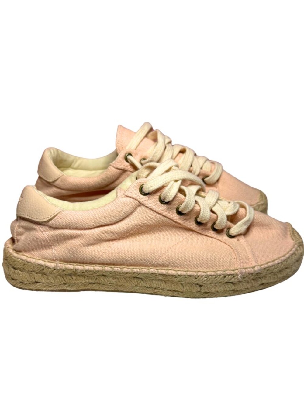 Soludos Espadrille Casual Classic Sneakers Pink Linen Jute Size 8.5